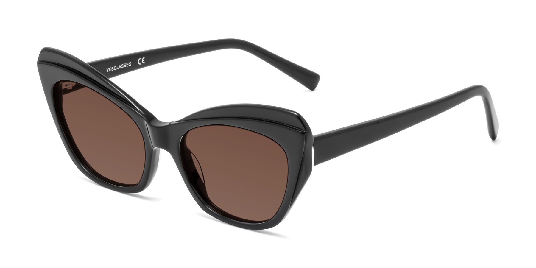 Angle of 1469 in Black with Brown Tinted Lenses
