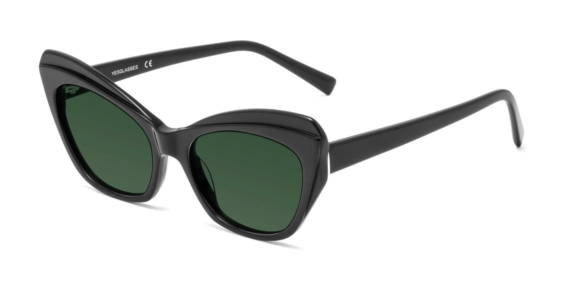 Angle of 1469 in Black with Green Tinted Lenses