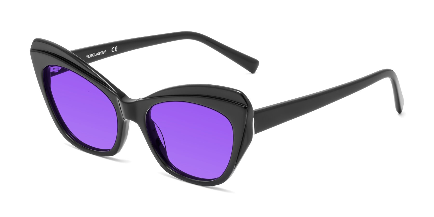 Angle of 1469 in Black with Purple Tinted Lenses