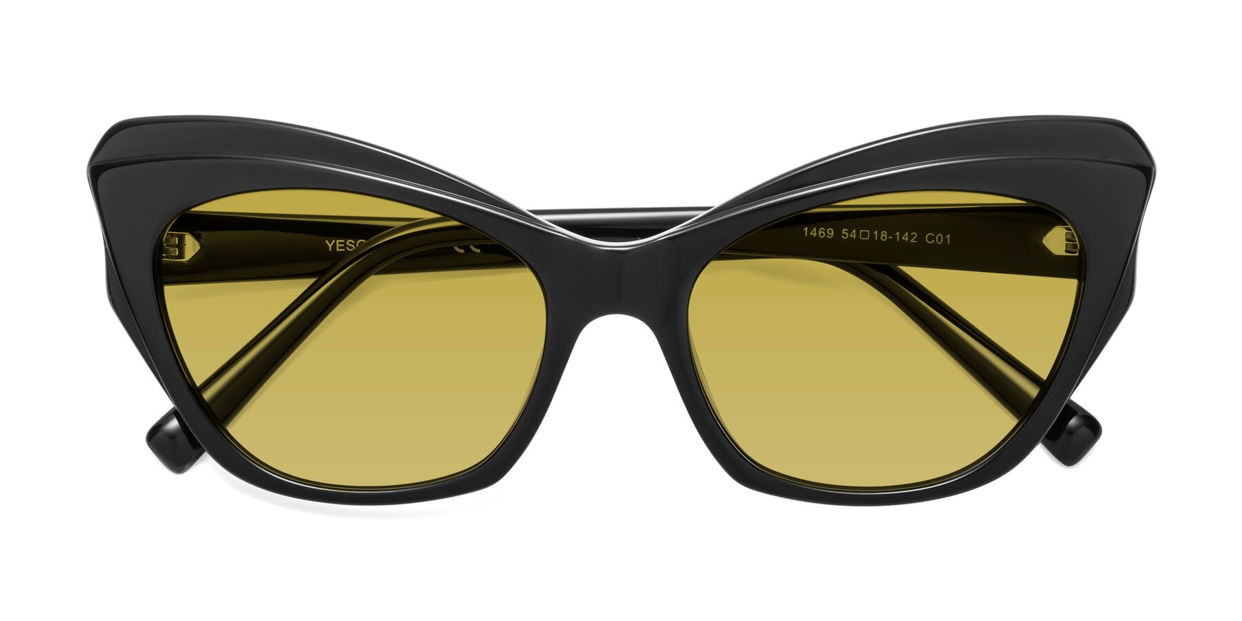Folded Front of 1469 in Black with Champagne Tinted Lenses