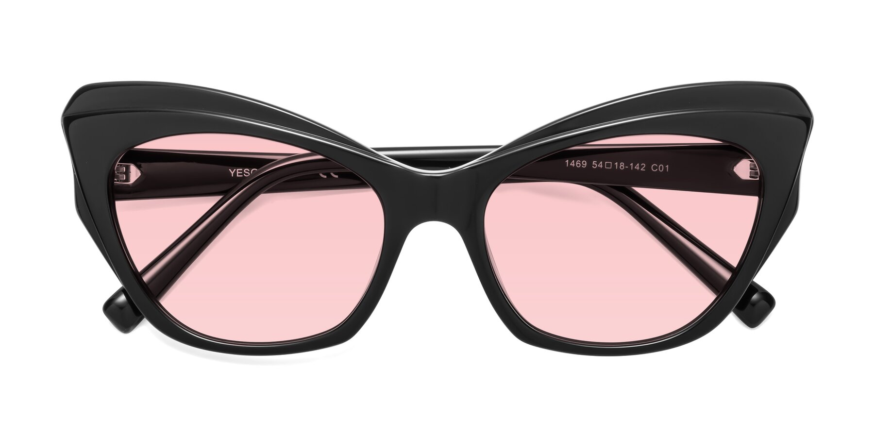 Folded Front of 1469 in Black with Light Garnet Tinted Lenses