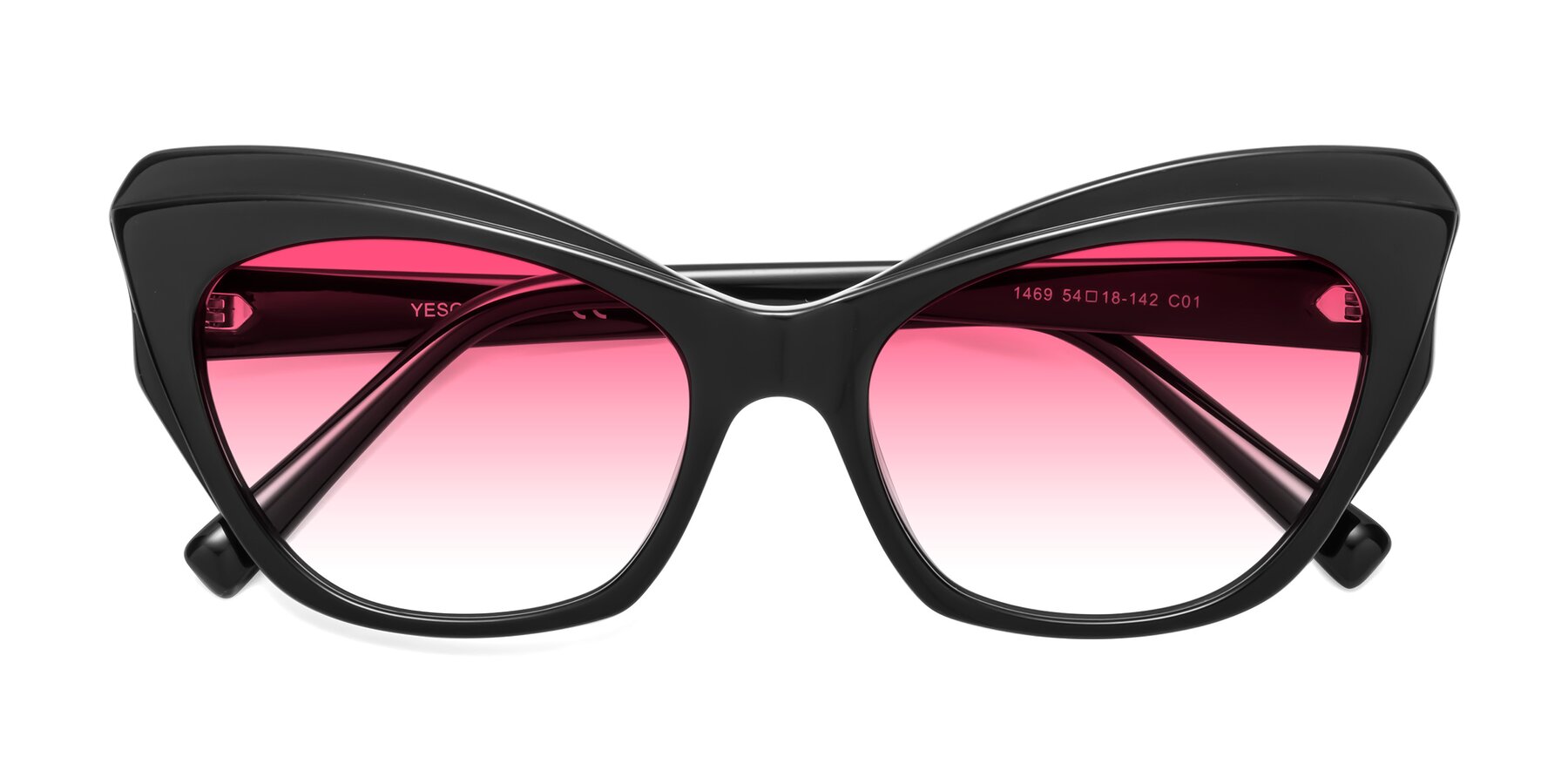 Folded Front of 1469 in Black with Pink Gradient Lenses