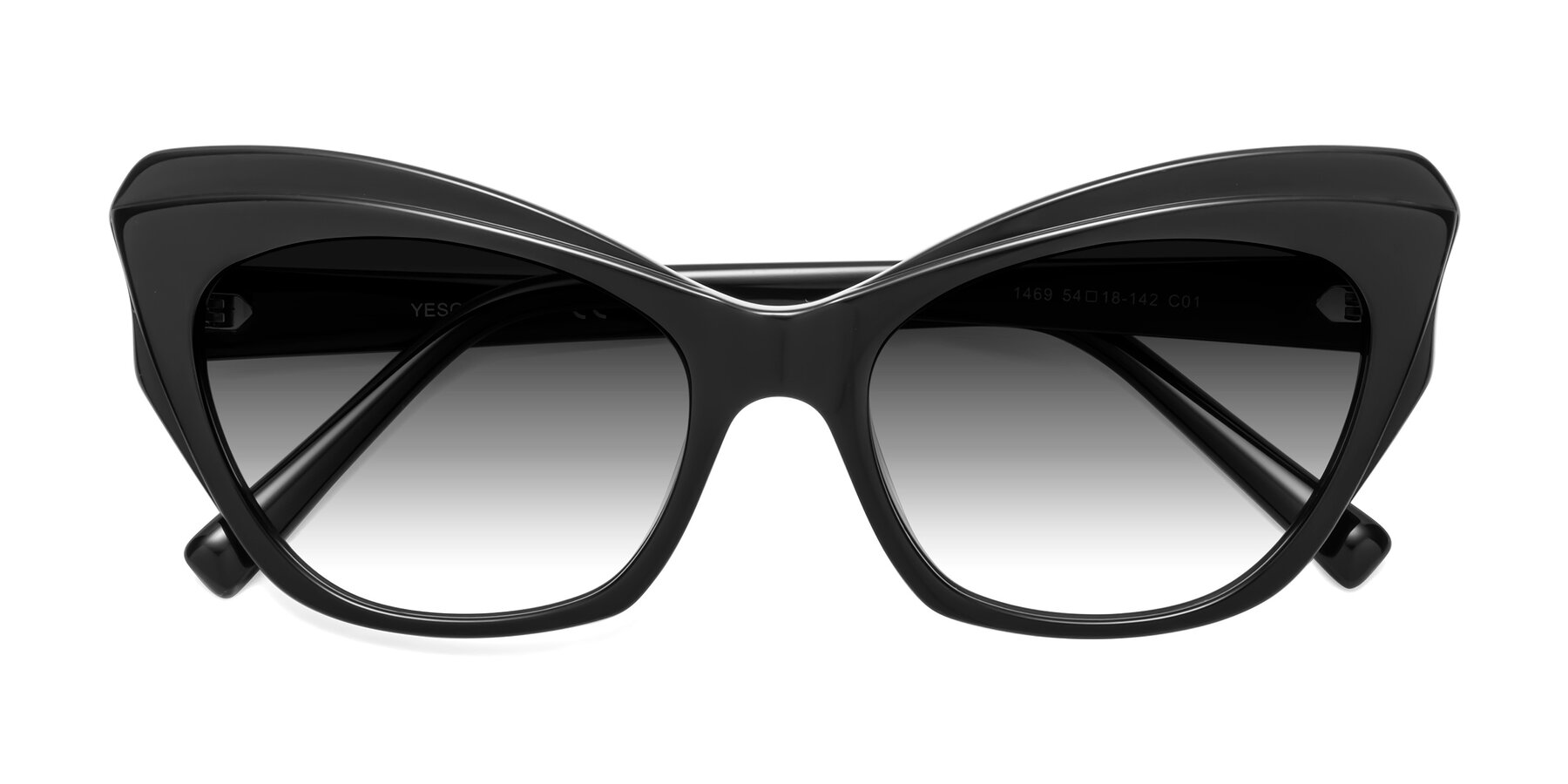 Folded Front of 1469 in Black with Gray Gradient Lenses