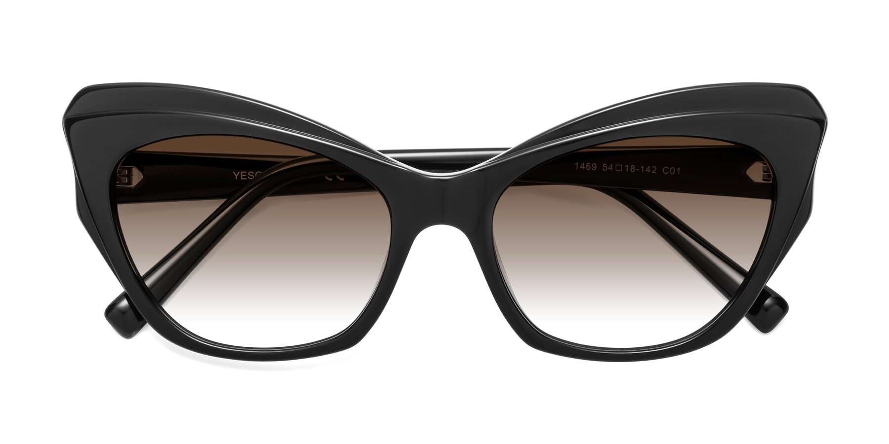 Folded Front of 1469 in Black with Brown Gradient Lenses