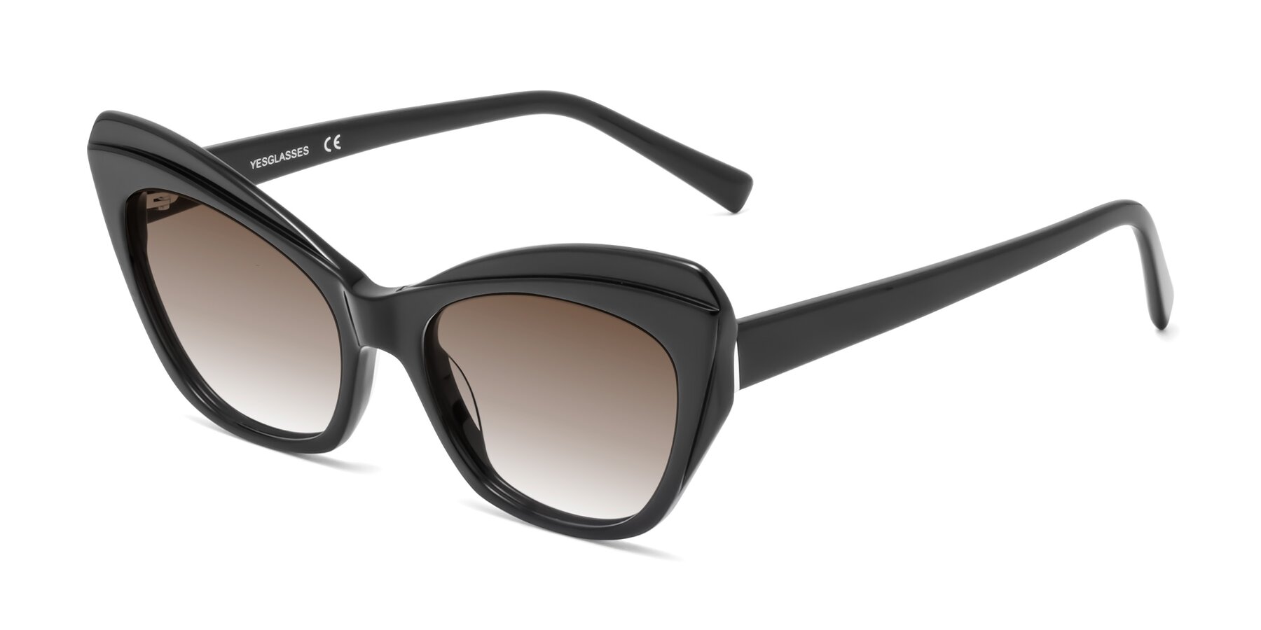 Angle of 1469 in Black with Brown Gradient Lenses