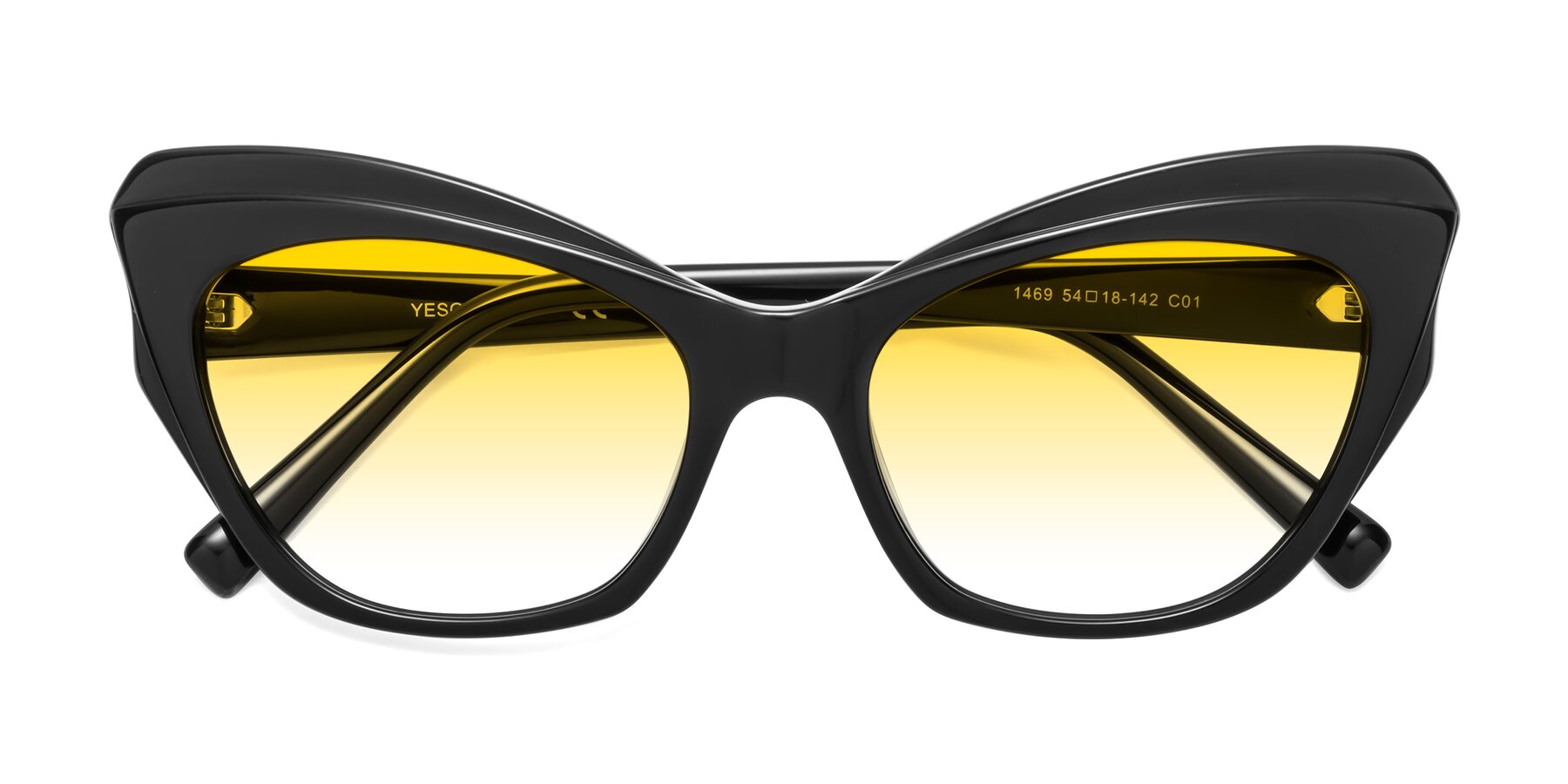 Folded Front of 1469 in Black with Yellow Gradient Lenses