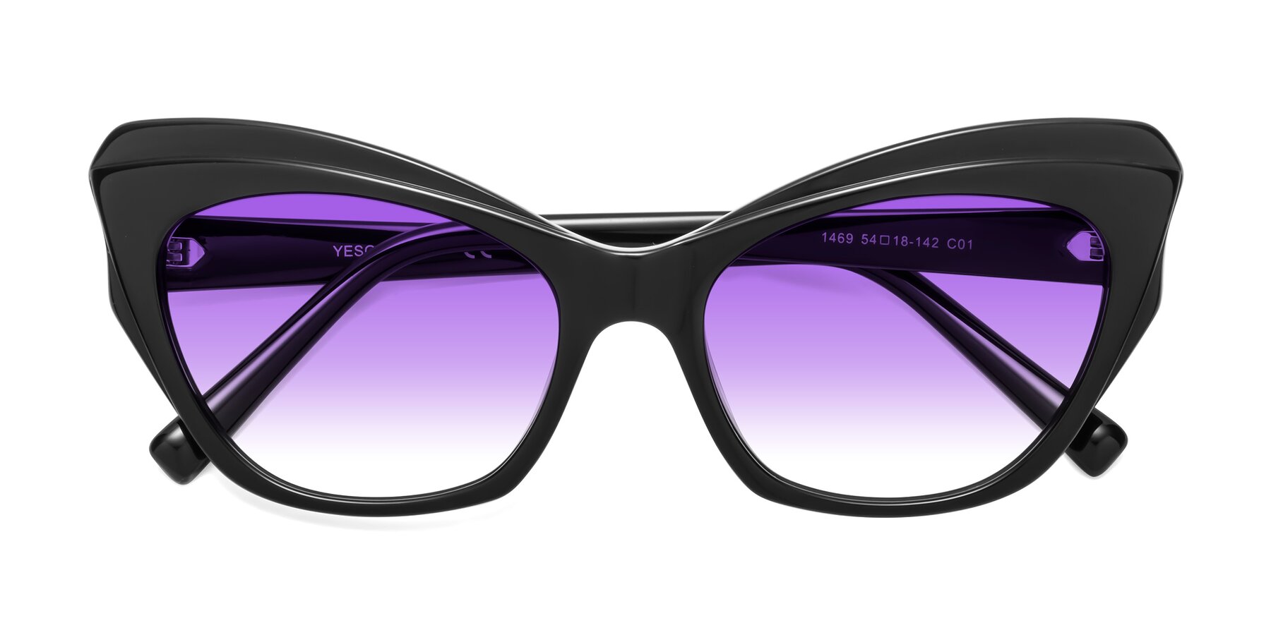 Folded Front of 1469 in Black with Purple Gradient Lenses
