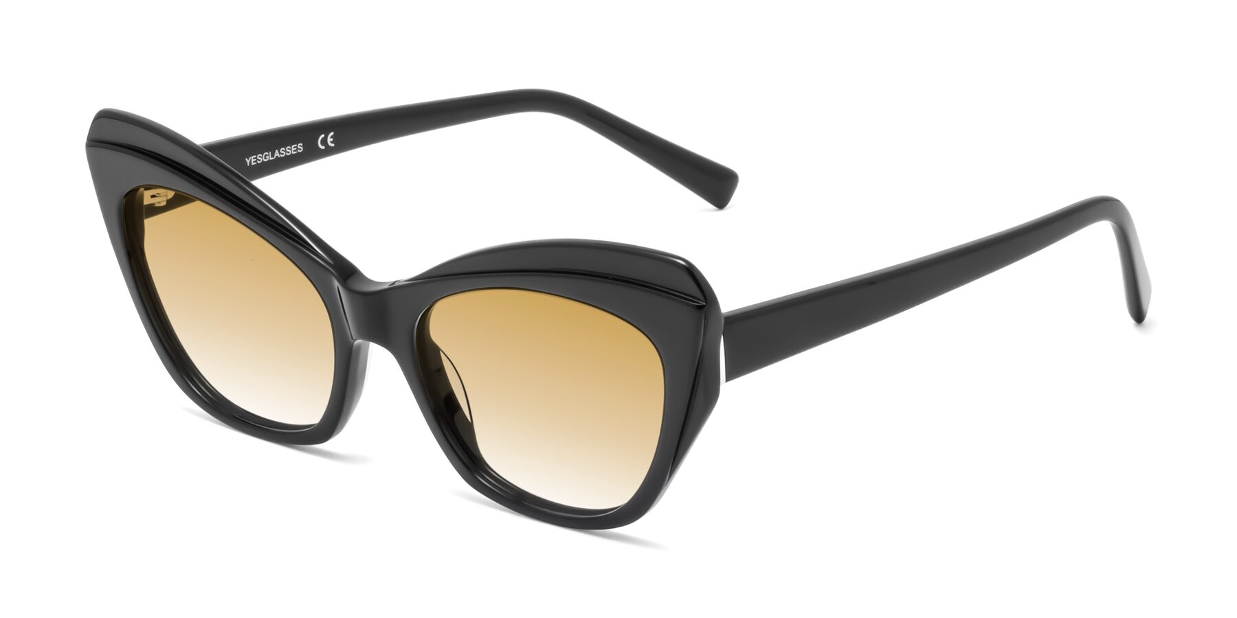 Angle of 1469 in Black with Champagne Gradient Lenses
