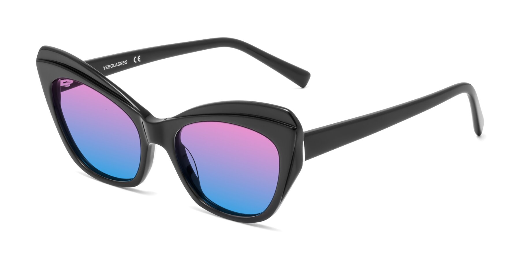 Angle of 1469 in Black with Pink / Blue Gradient Lenses