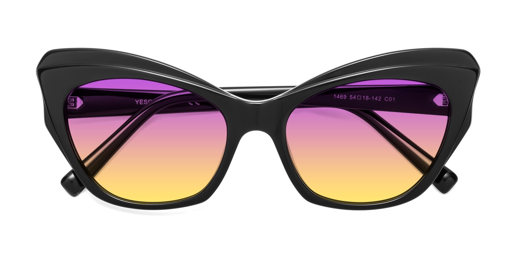 Folded Front of 1469 in Black with Purple / Yellow Gradient Lenses