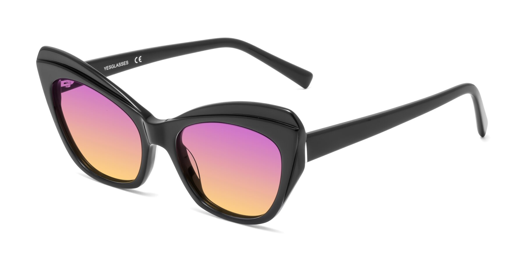 Angle of 1469 in Black with Purple / Yellow Gradient Lenses