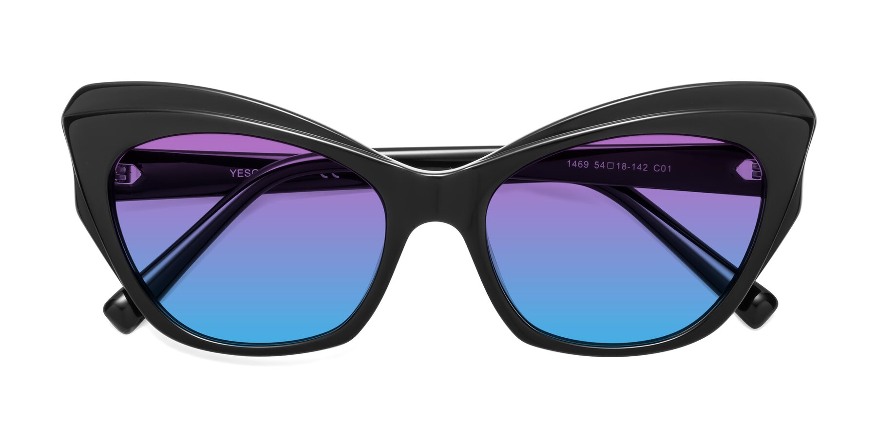 Folded Front of 1469 in Black with Purple / Blue Gradient Lenses