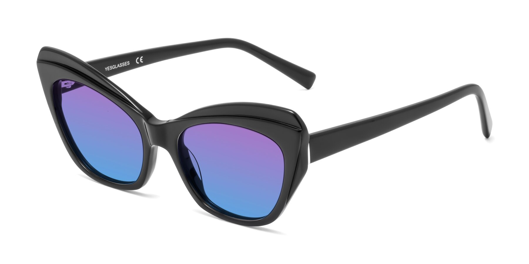Angle of 1469 in Black with Purple / Blue Gradient Lenses