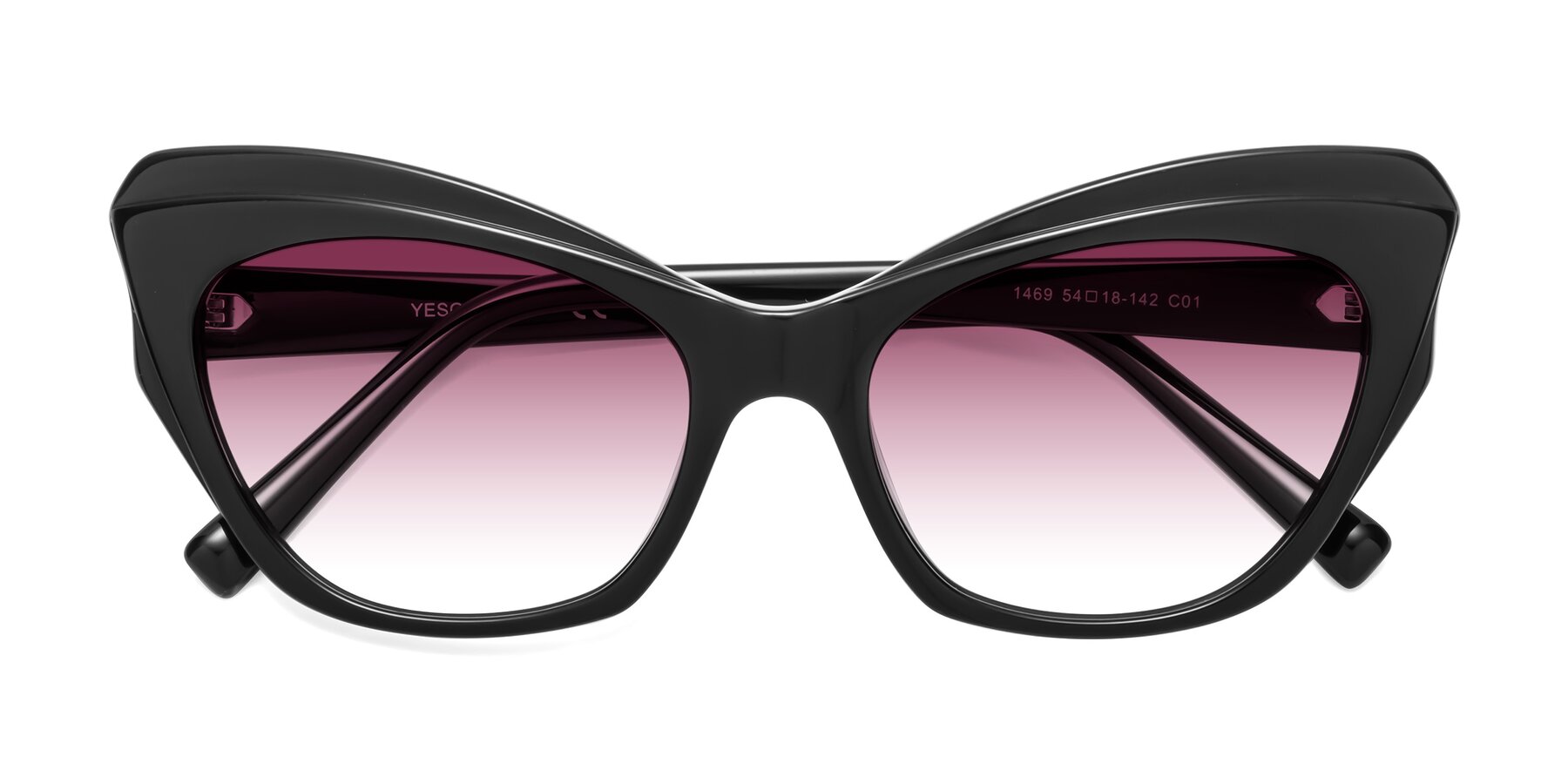 Folded Front of 1469 in Black with Wine Gradient Lenses