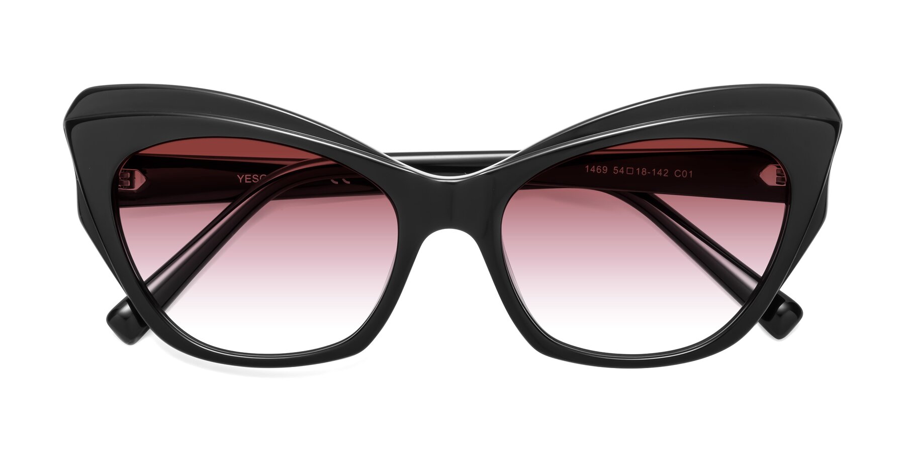 Folded Front of 1469 in Black with Garnet Gradient Lenses