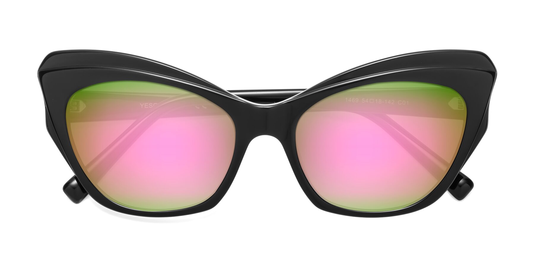 Folded Front of 1469 in Black with Pink Mirrored Lenses