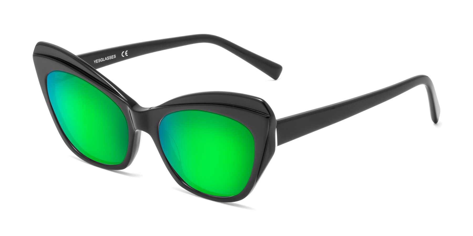 Angle of 1469 in Black with Green Mirrored Lenses