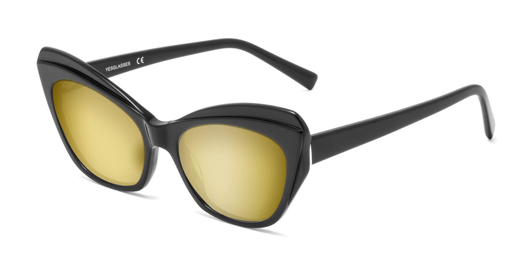 Angle of 1469 in Black with Gold Mirrored Lenses