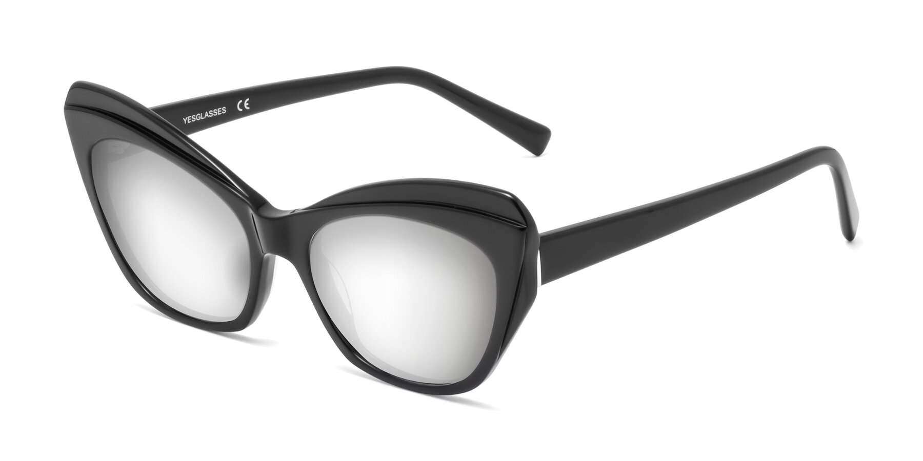 Angle of 1469 in Black with Silver Mirrored Lenses