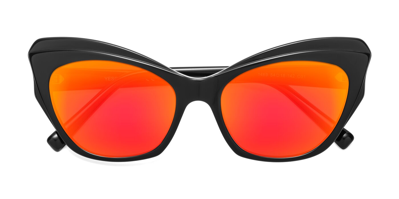 1469 - Black Flash Mirrored Sunglasses