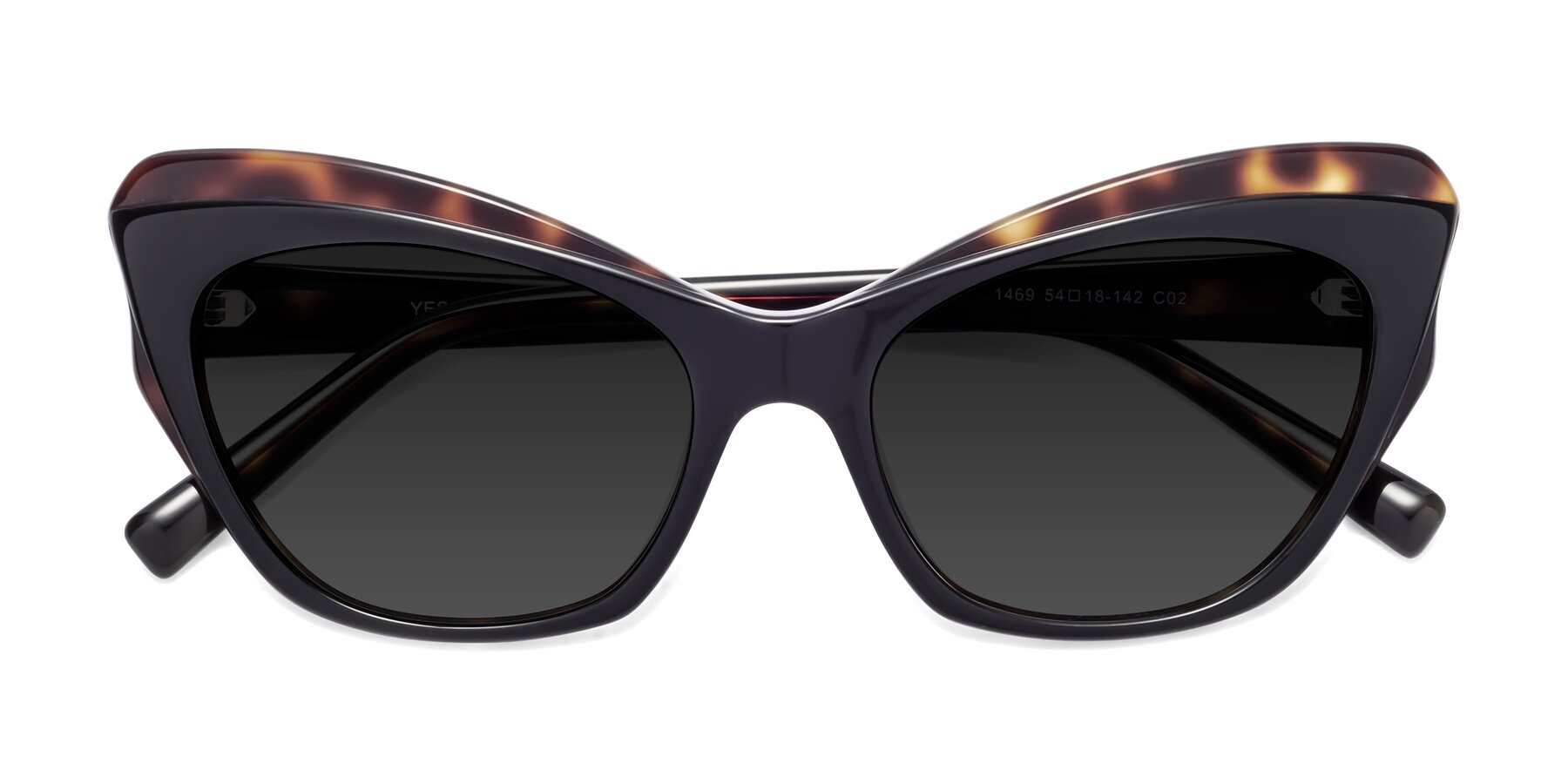 Folded Front of 1469 in Black-Tortoise with Gray Polarized TAC Lenses