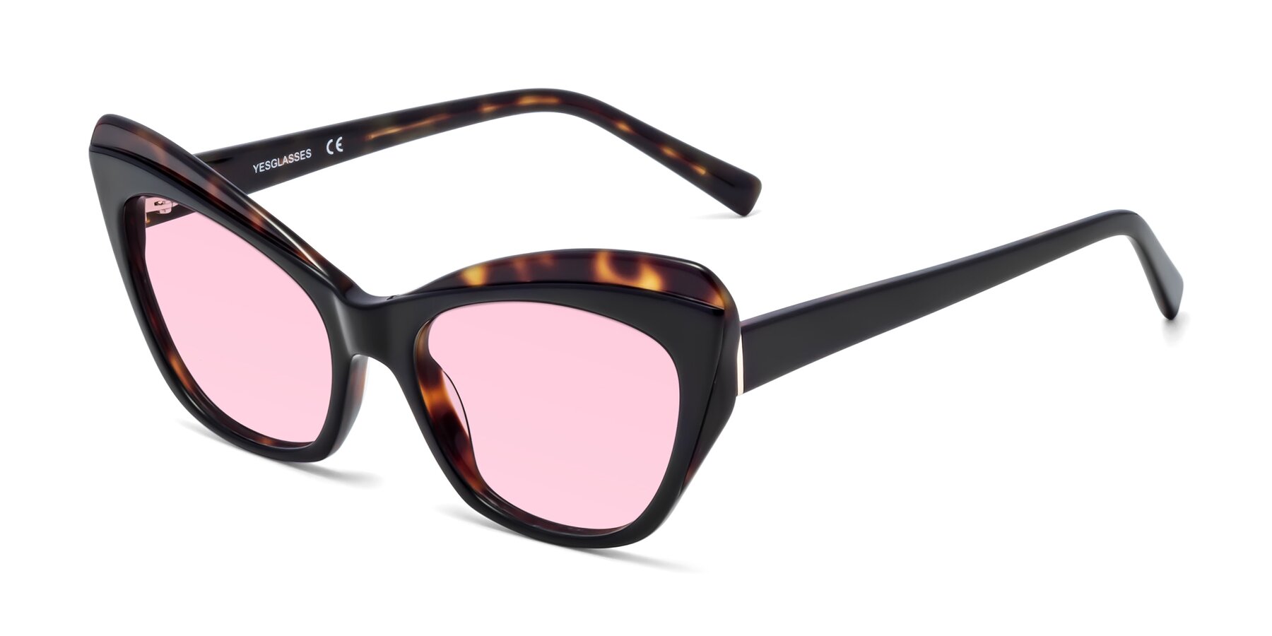 Angle of 1469 in Black-Tortoise with Light Pink Tinted Lenses