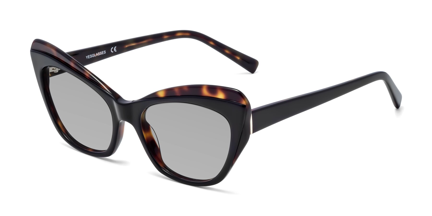 Angle of 1469 in Black-Tortoise with Light Gray Tinted Lenses