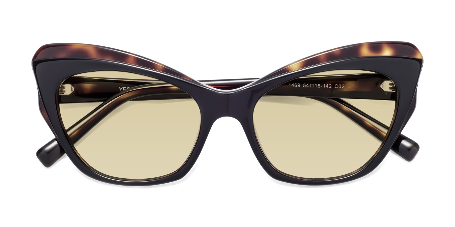 Folded Front of 1469 in Black-Tortoise with Light Champagne Tinted Lenses