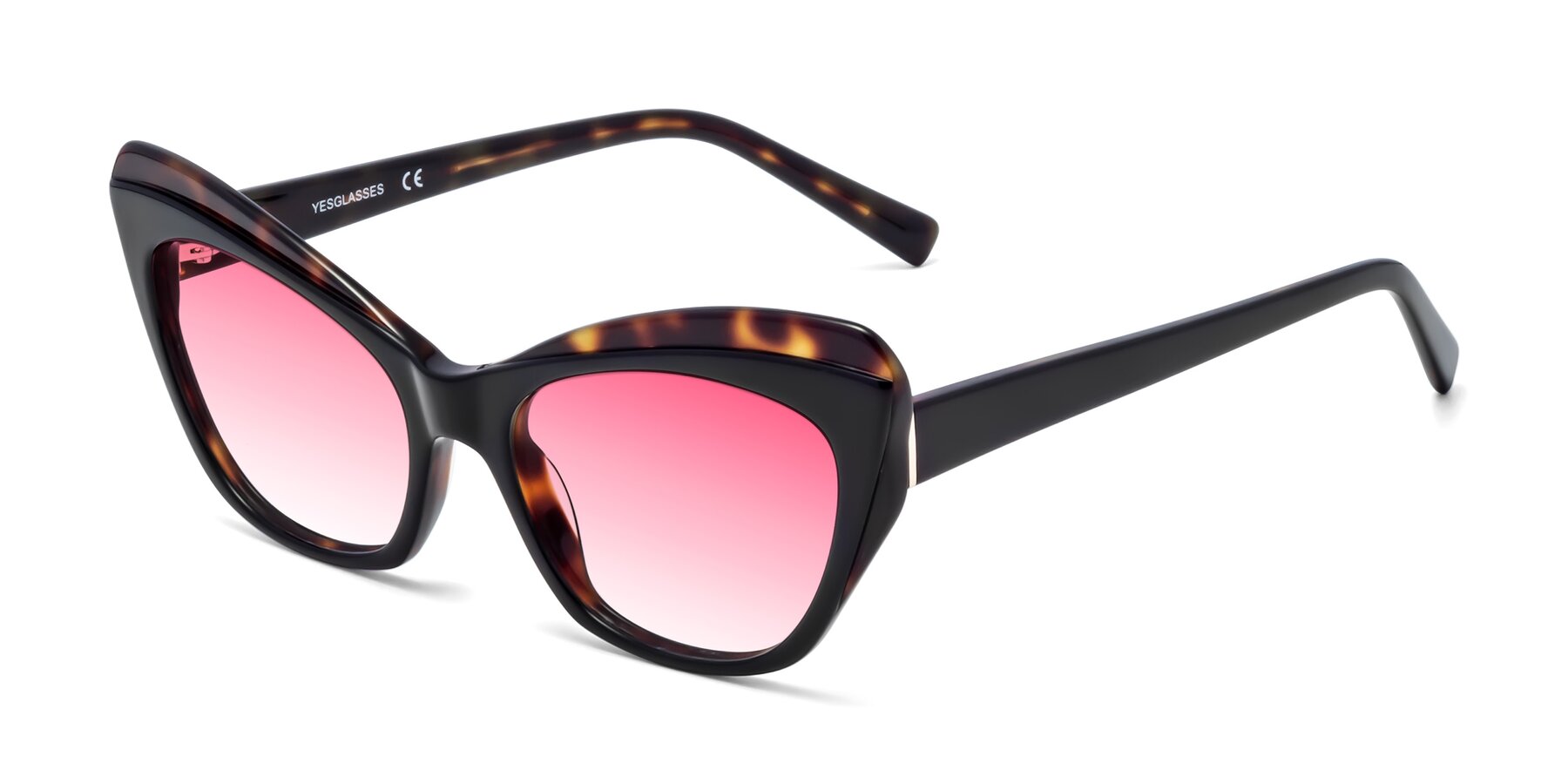 Angle of 1469 in Black-Tortoise with Pink Gradient Lenses