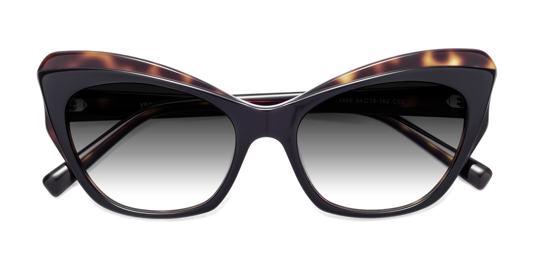 Folded Front of 1469 in Black-Tortoise with Gray Gradient Lenses