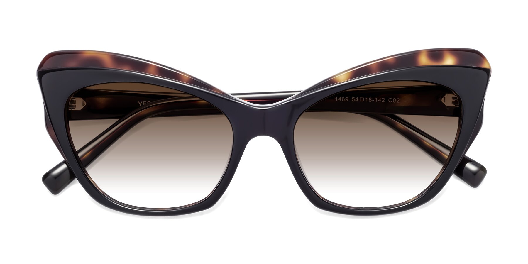Folded Front of 1469 in Black-Tortoise with Brown Gradient Lenses