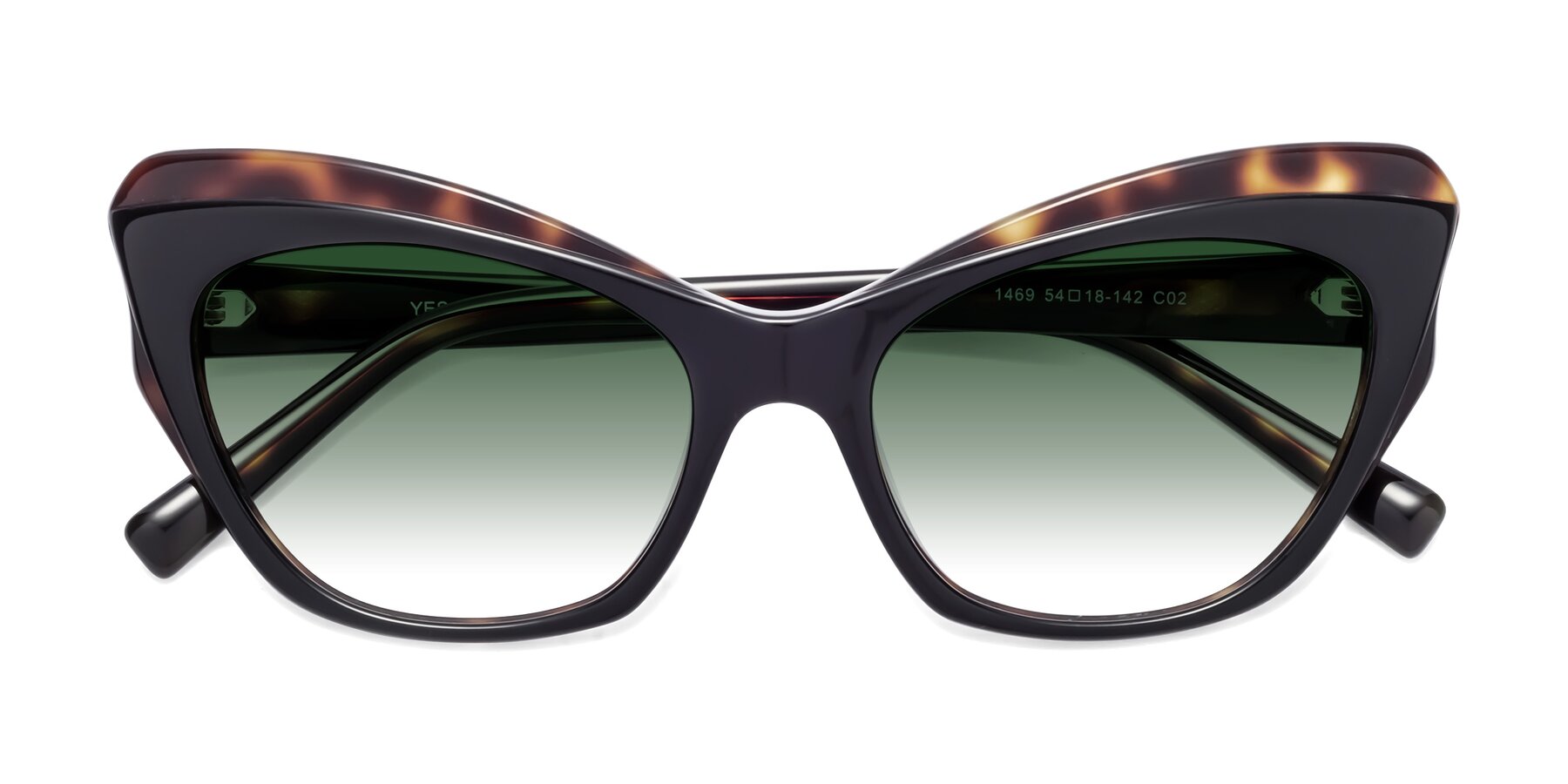 Folded Front of 1469 in Black-Tortoise with Green Gradient Lenses