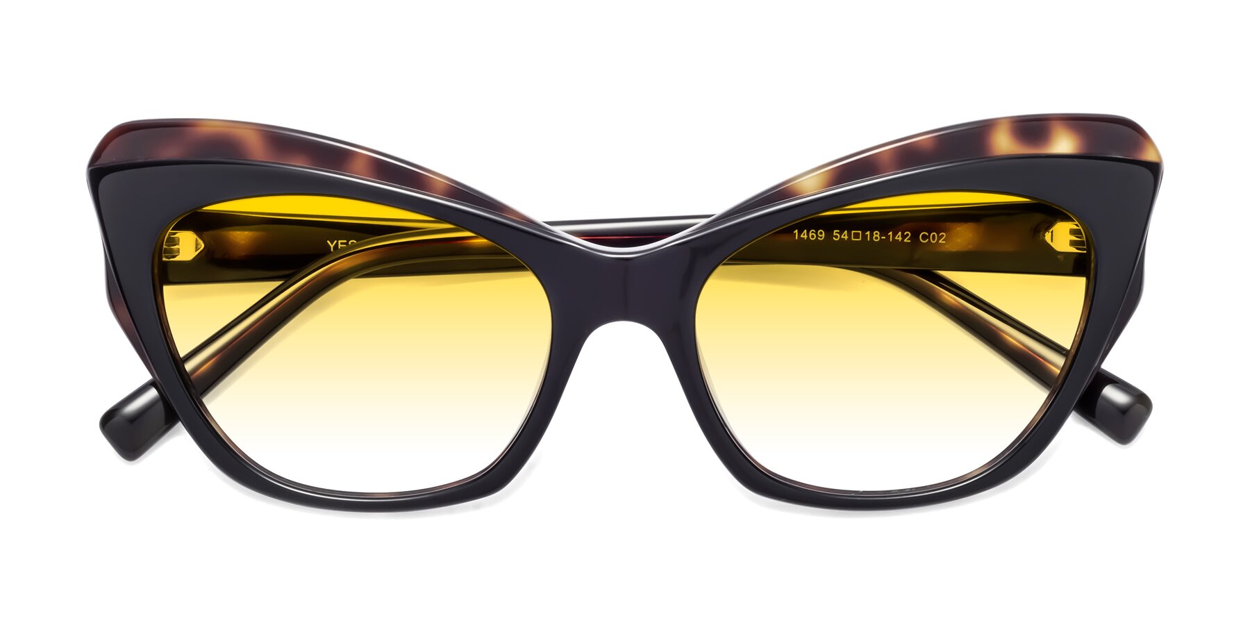 Folded Front of 1469 in Black-Tortoise with Yellow Gradient Lenses