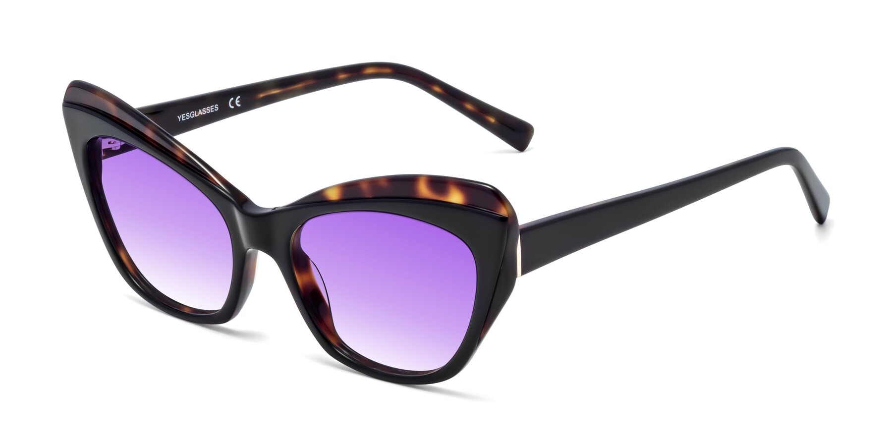 Angle of 1469 in Black-Tortoise with Purple Gradient Lenses