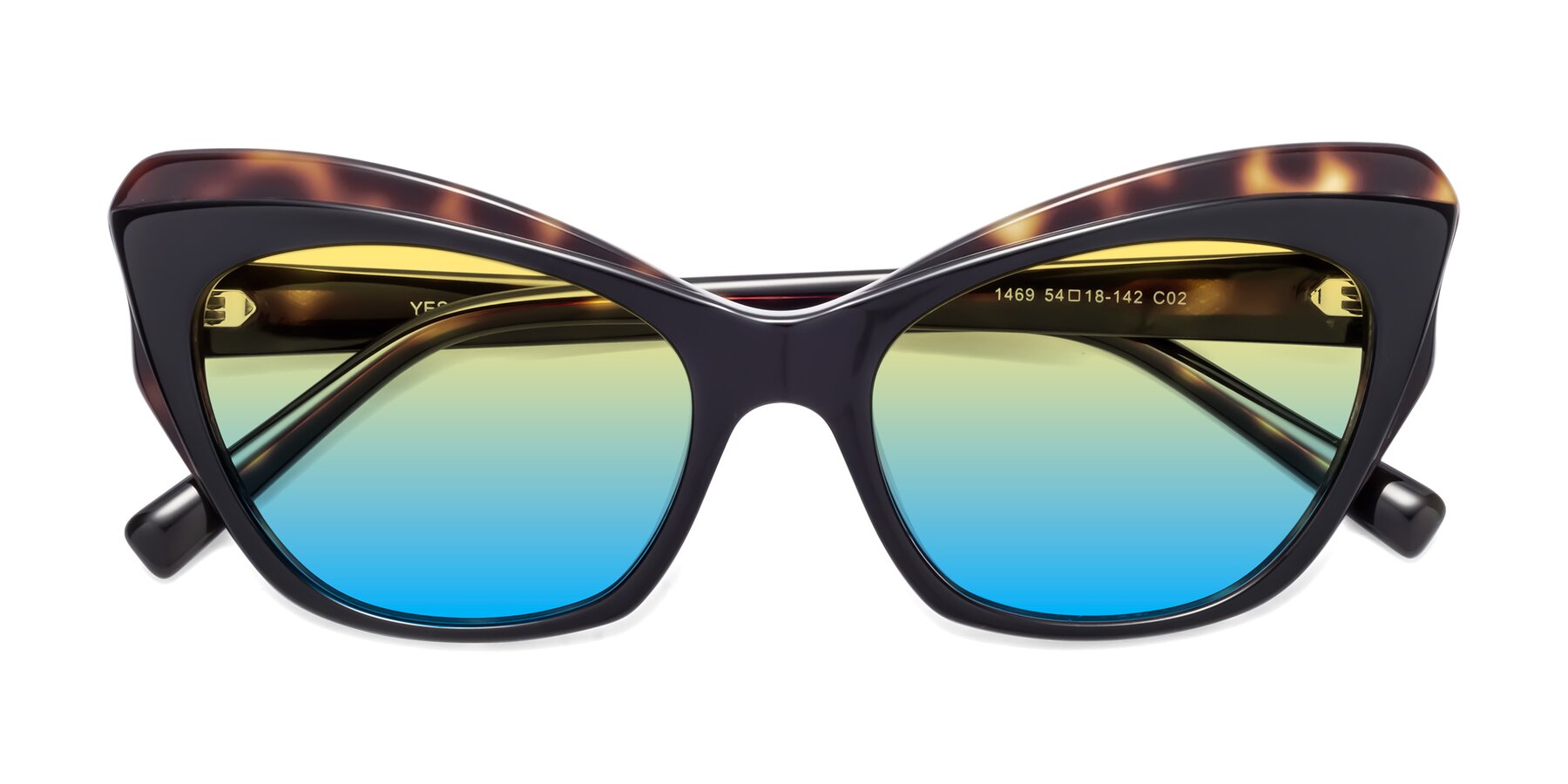 Folded Front of 1469 in Black-Tortoise with Yellow / Blue Gradient Lenses