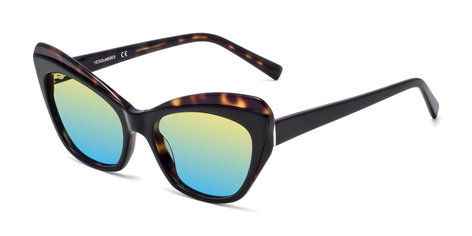 Angle of 1469 in Black-Tortoise with Yellow / Blue Gradient Lenses