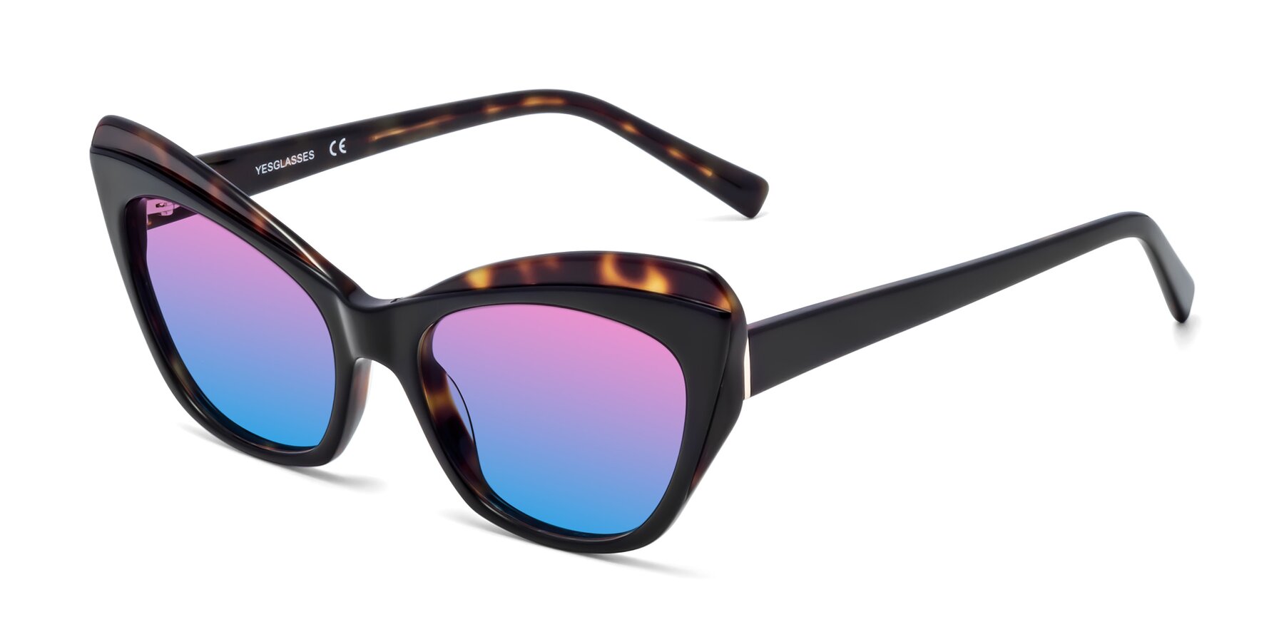 Angle of 1469 in Black-Tortoise with Pink / Blue Gradient Lenses