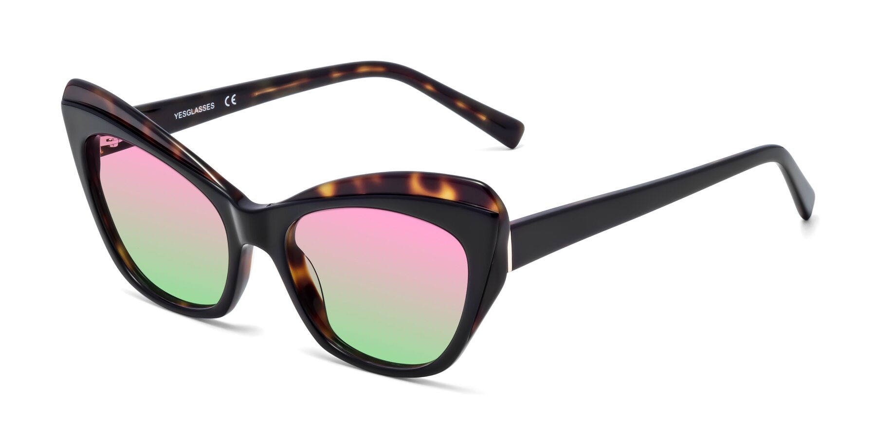 Angle of 1469 in Black-Tortoise with Pink / Green Gradient Lenses