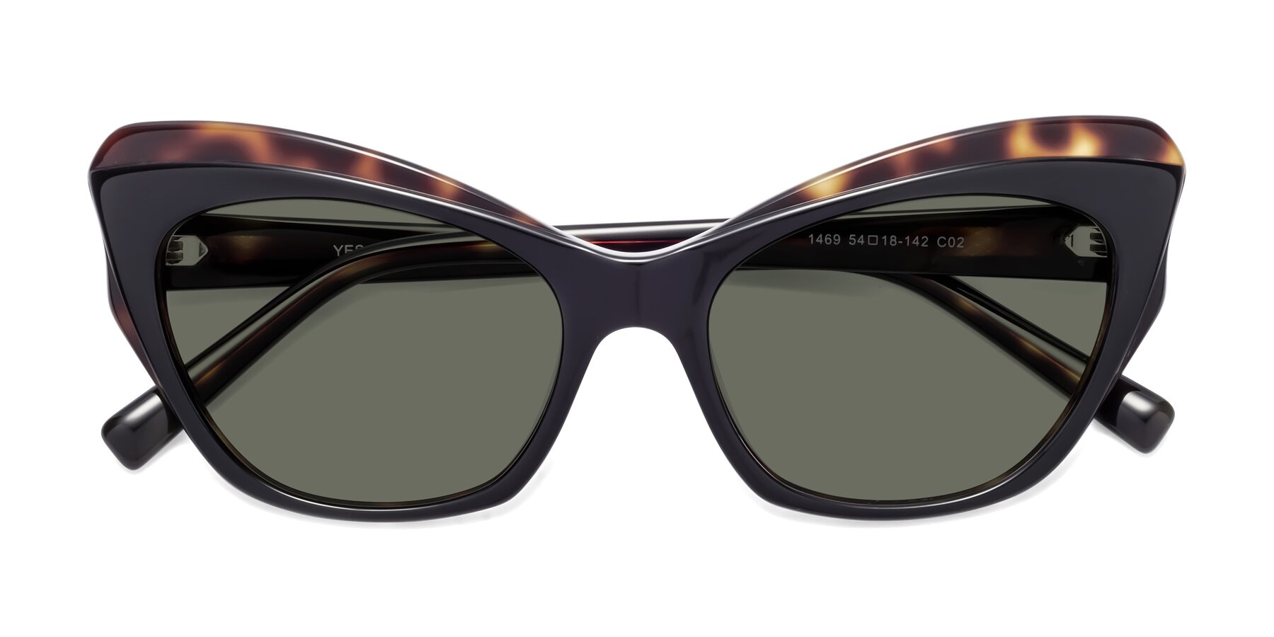 Folded Front of 1469 in Black-Tortoise with Gray Polarized Lenses