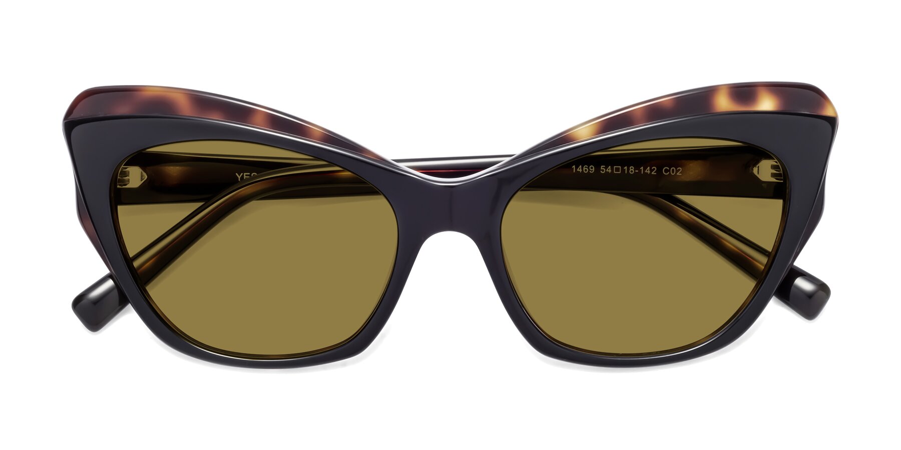Folded Front of 1469 in Black-Tortoise with Brown Polarized Lenses