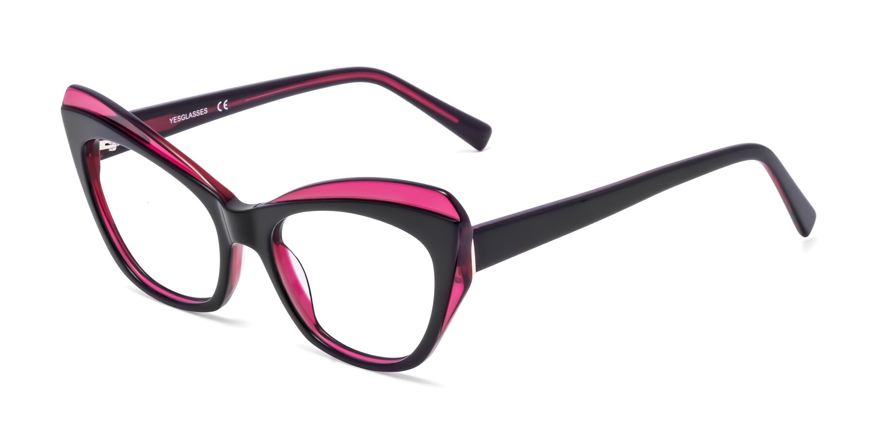Angle of 1469 in Black-Plum with Clear Blue Light Blocking Lenses