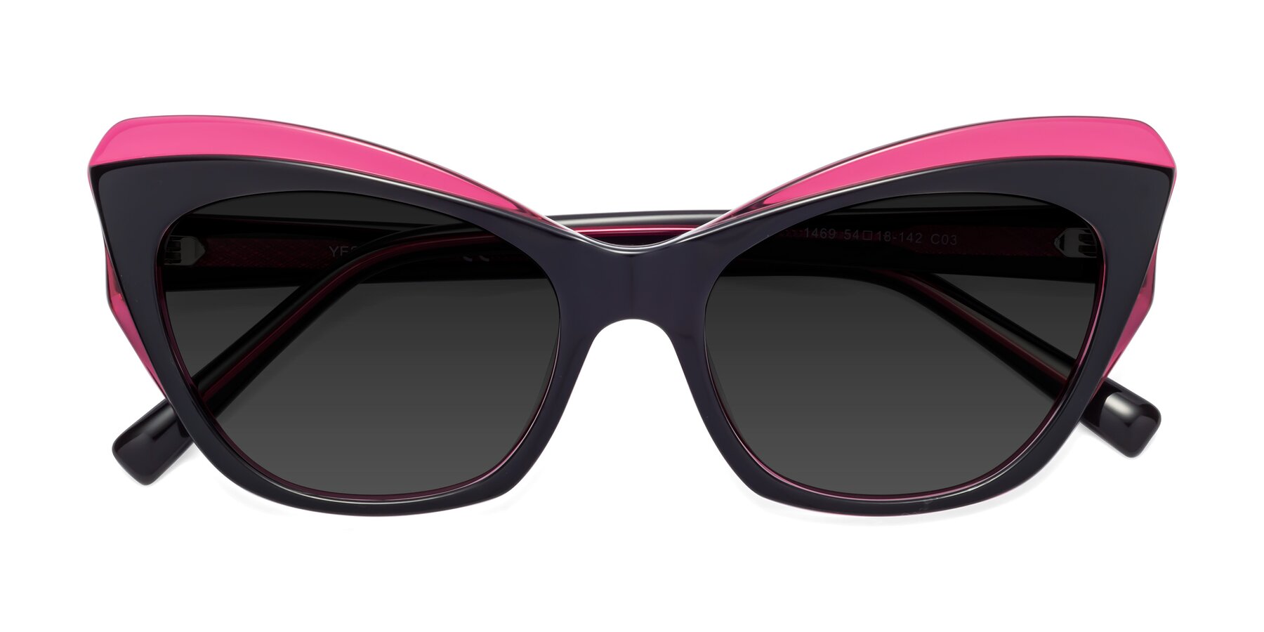Folded Front of 1469 in Black-Plum with Gray Polarized TAC Lenses