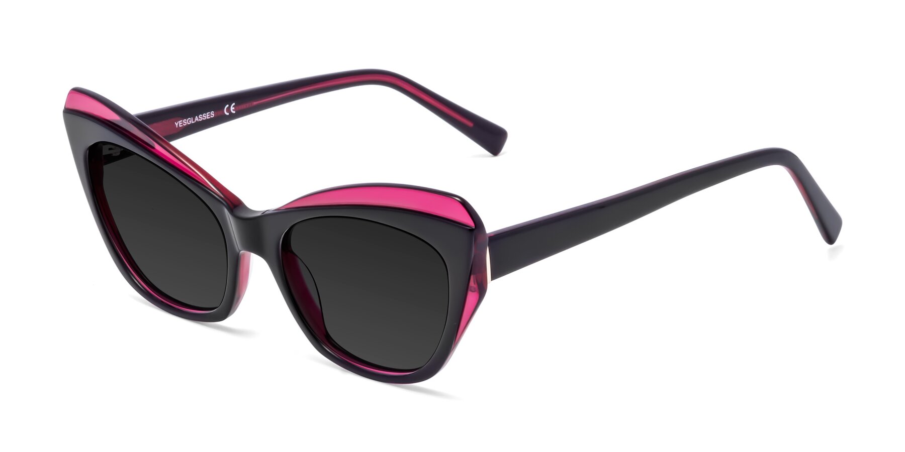 Angle of 1469 in Black-Plum with Gray Polarized TAC Lenses