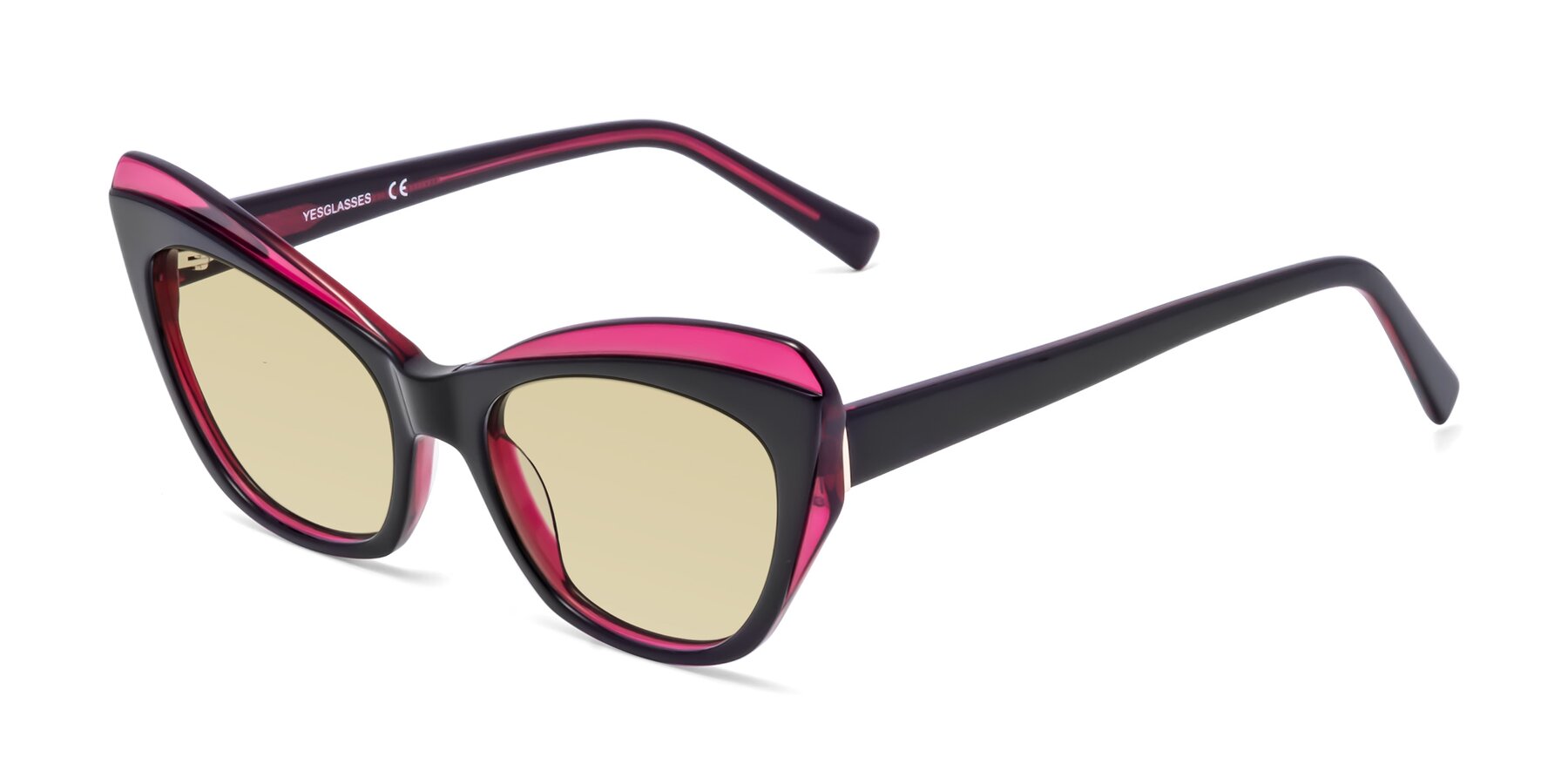 Angle of 1469 in Black-Plum with Light Champagne Tinted Lenses