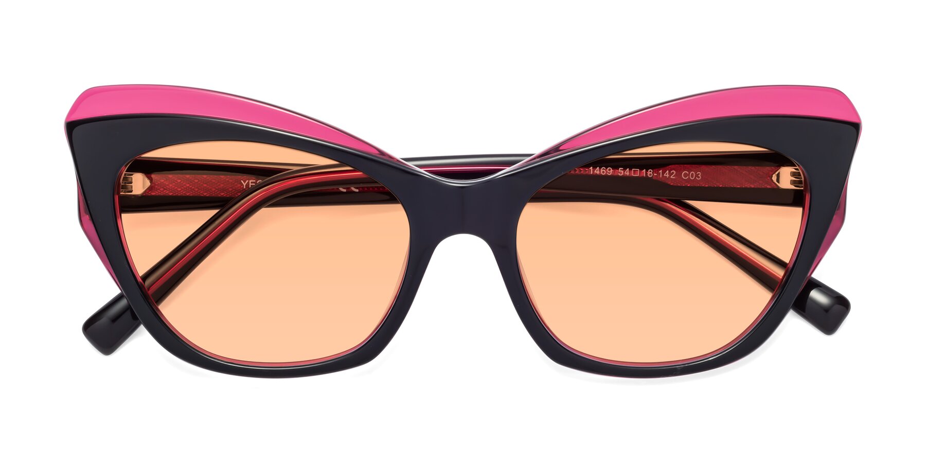 Folded Front of 1469 in Black-Plum with Light Orange Tinted Lenses