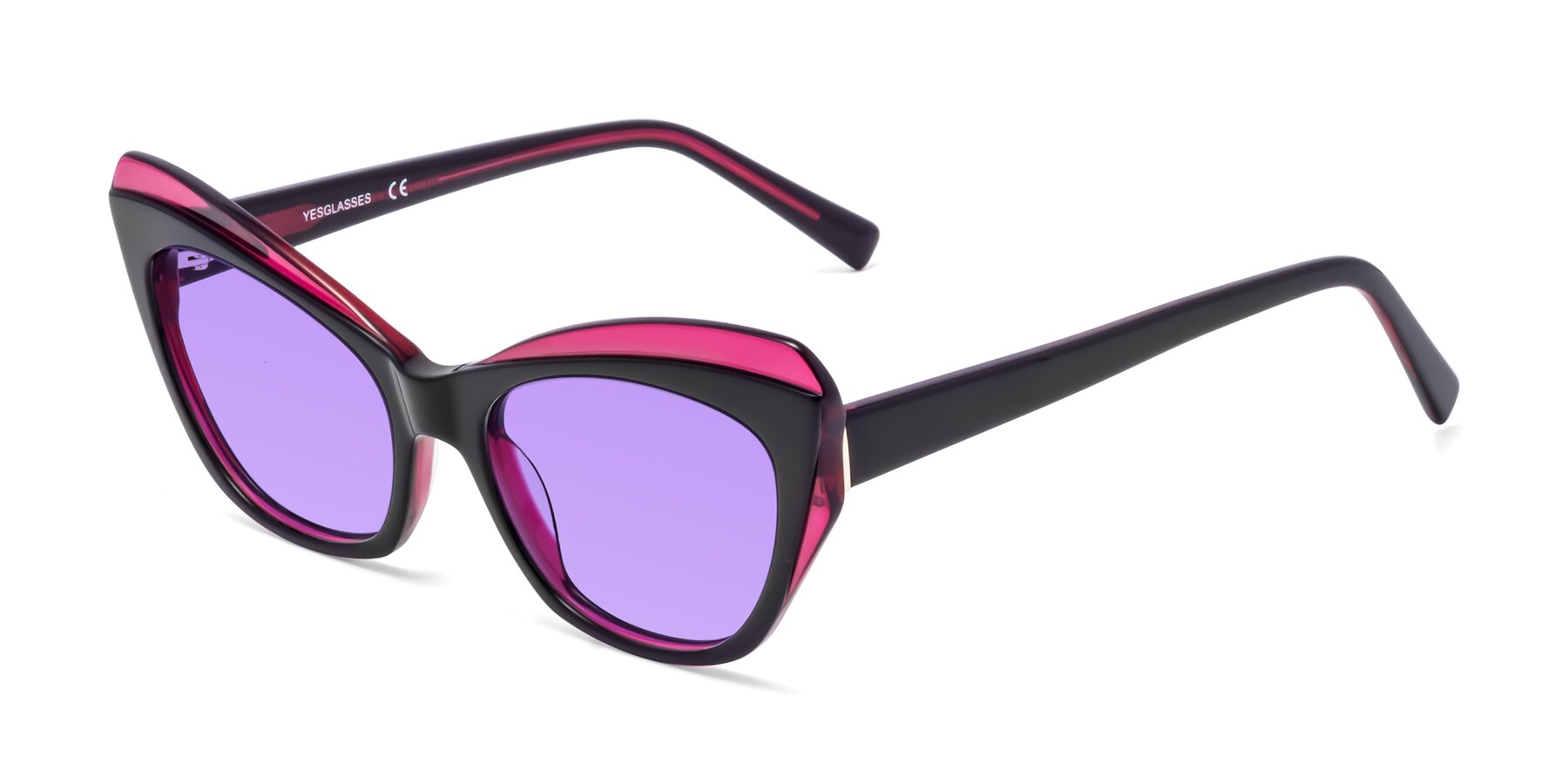 Angle of 1469 in Black-Plum with Medium Purple Tinted Lenses