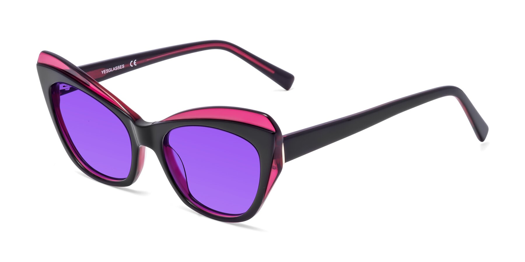Angle of 1469 in Black-Plum with Purple Tinted Lenses