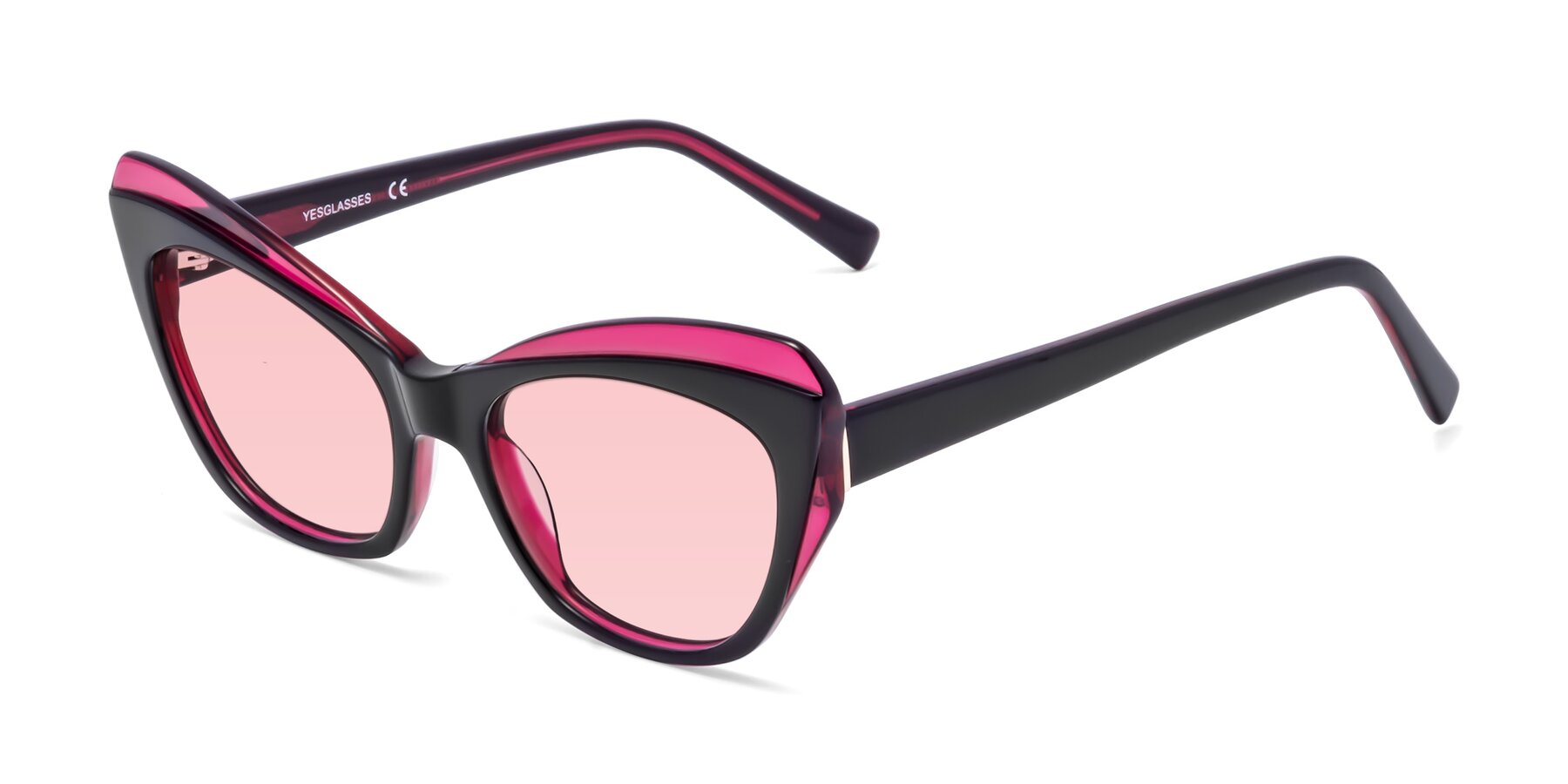 Angle of 1469 in Black-Plum with Light Garnet Tinted Lenses