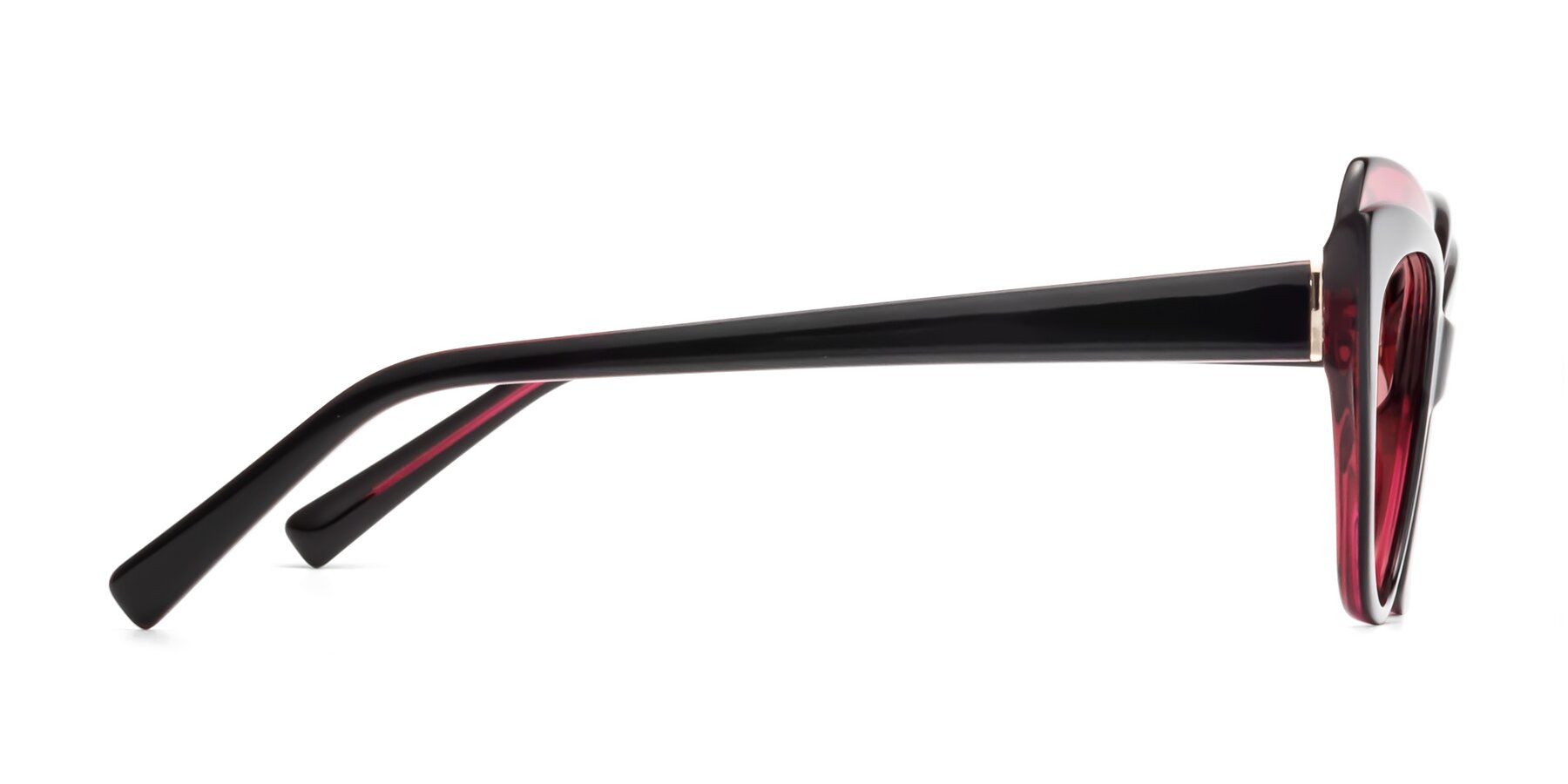 Side of 1469 in Black-Plum with Medium Garnet Tinted Lenses