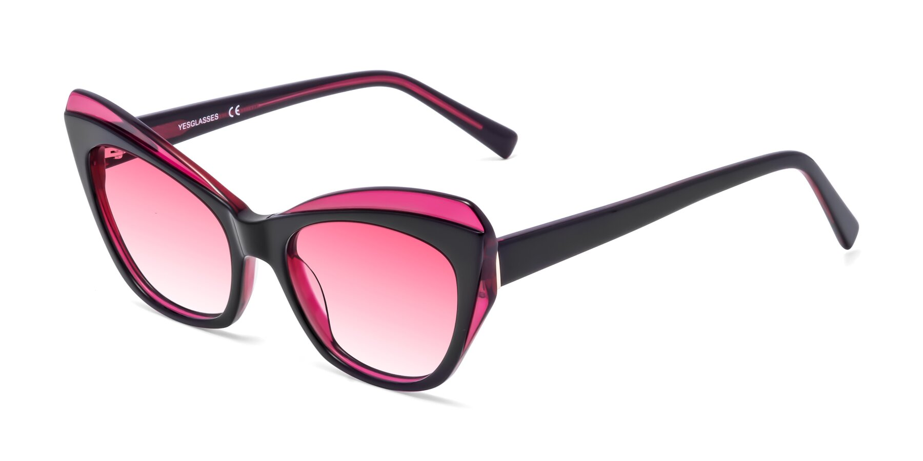 Angle of 1469 in Black-Plum with Pink Gradient Lenses